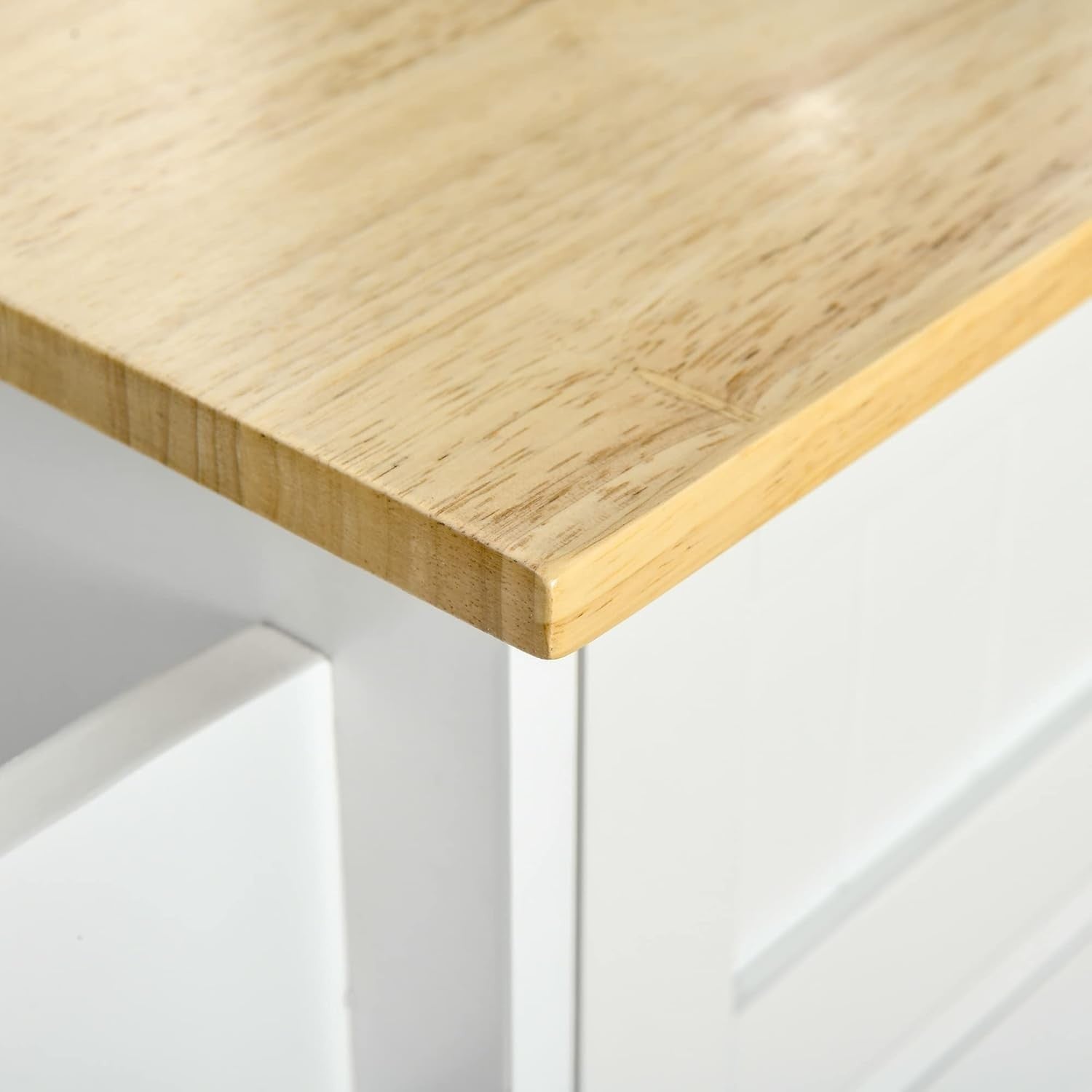 Kitchen Island Trolley Rolling Storage Cart Drawers Cabinets Wooden Top