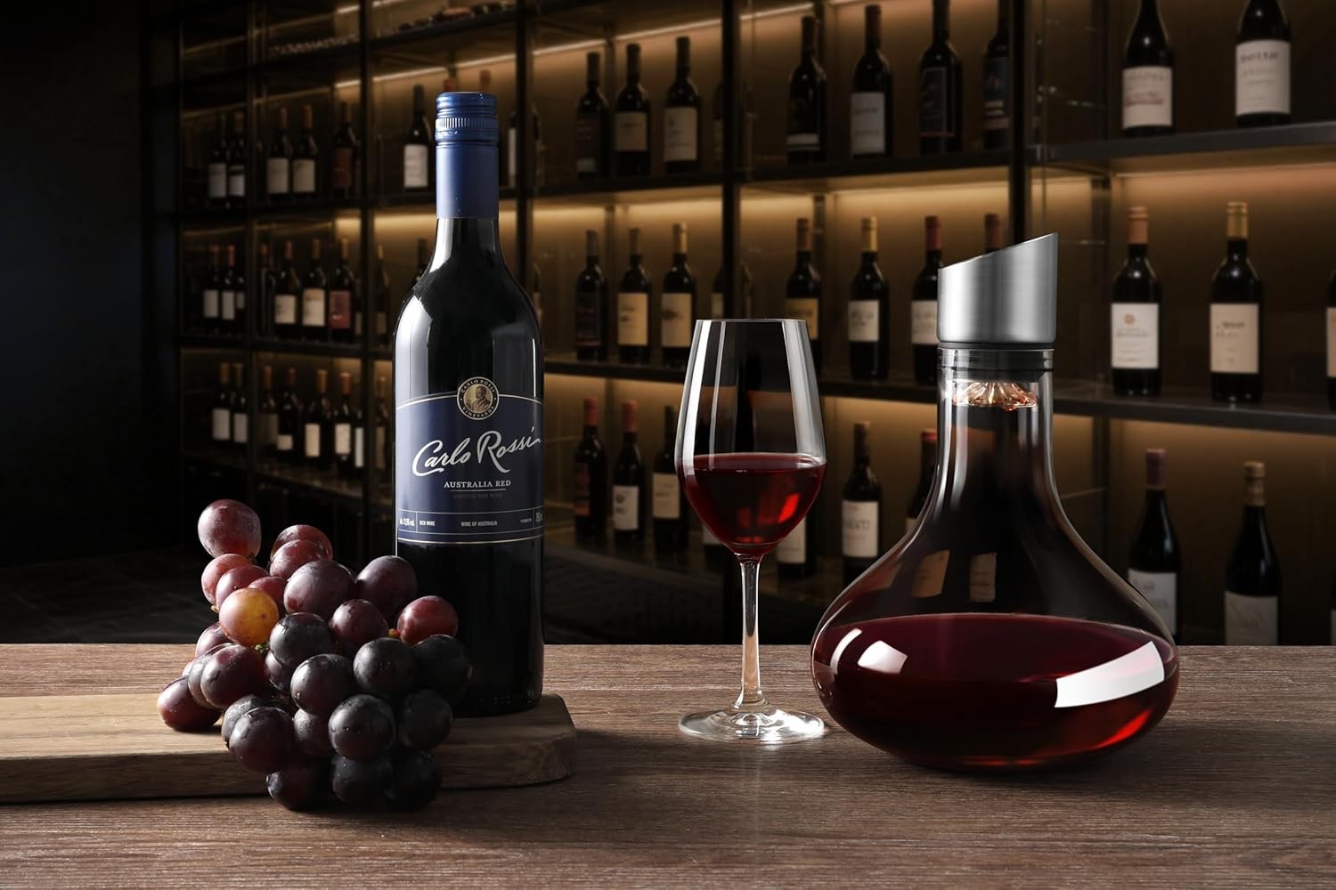 Wine Decanter with Aerator 1.5L Crystal Glass Carafe for Red Wine Gifts