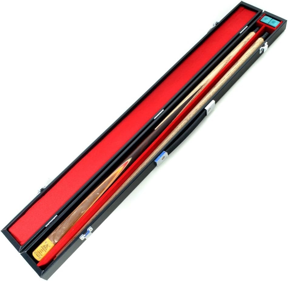 57” Ash Snooker Pool Cue 2 Piece 18oz 9.5mm Tip Leatherette Case