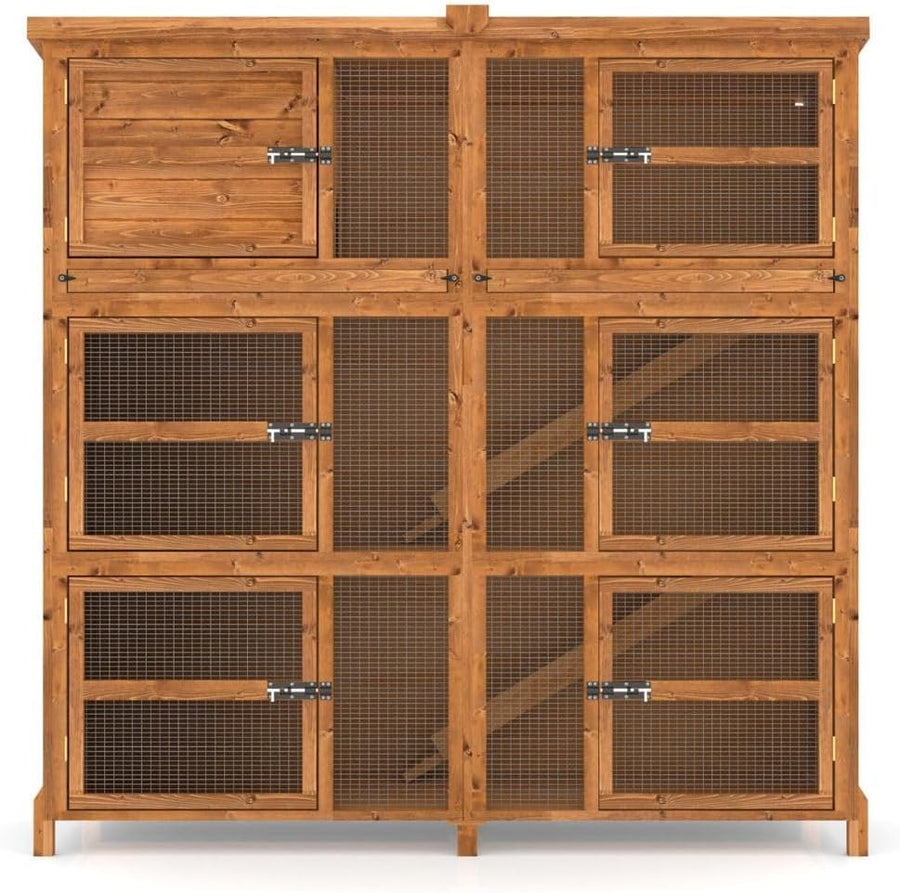 6ft Triple Rabbit Hutch Large Outdoor Wooden Cage Multi Level Secure