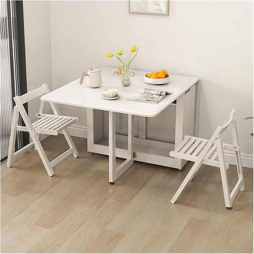 Oak Folding Butterfly Dining Table Set with Hidden Chair Storage – Space Saver