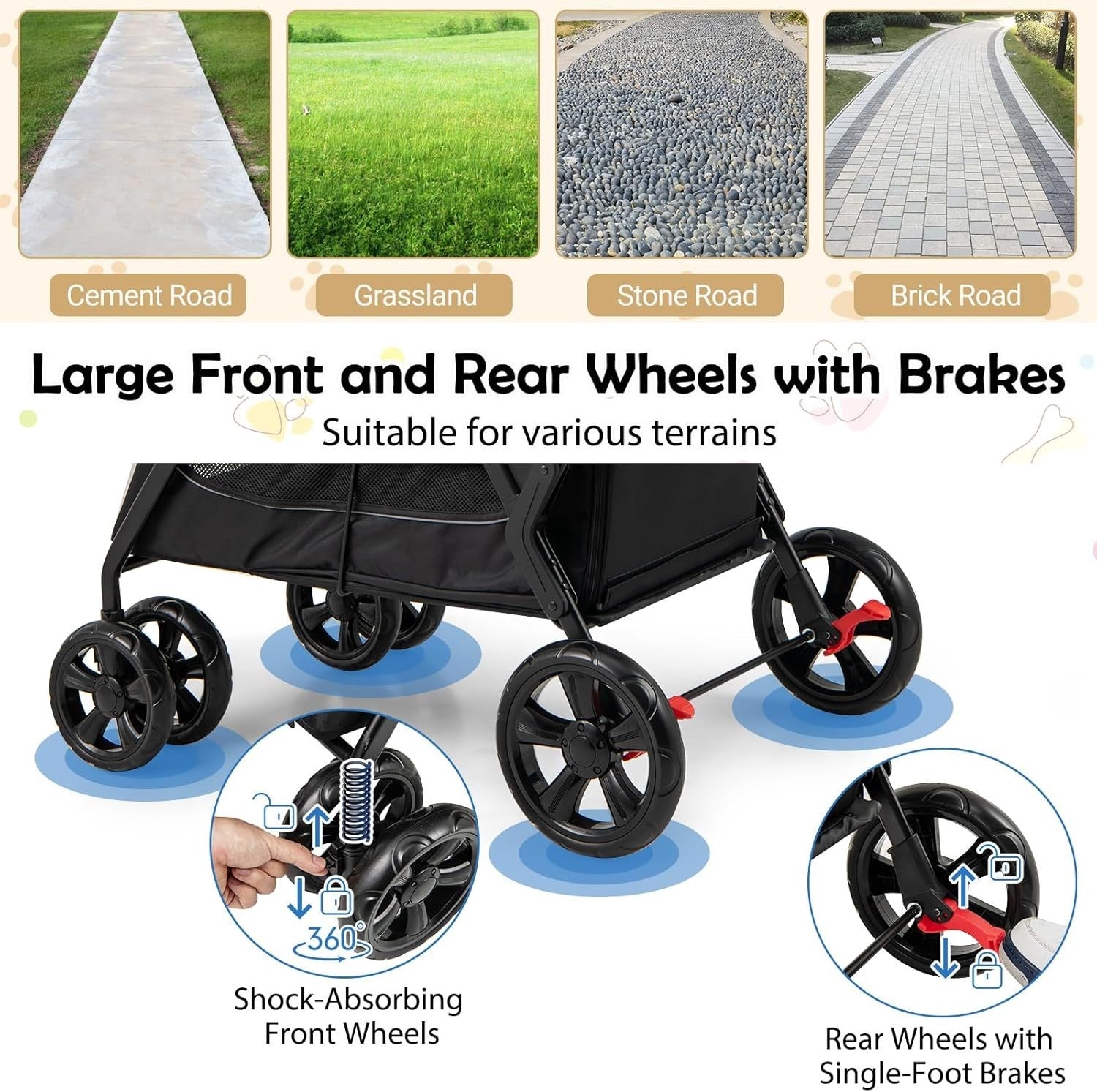 Pet Stroller Dog Buggy Foldable Pushchair Ramp Canopy Small Medium