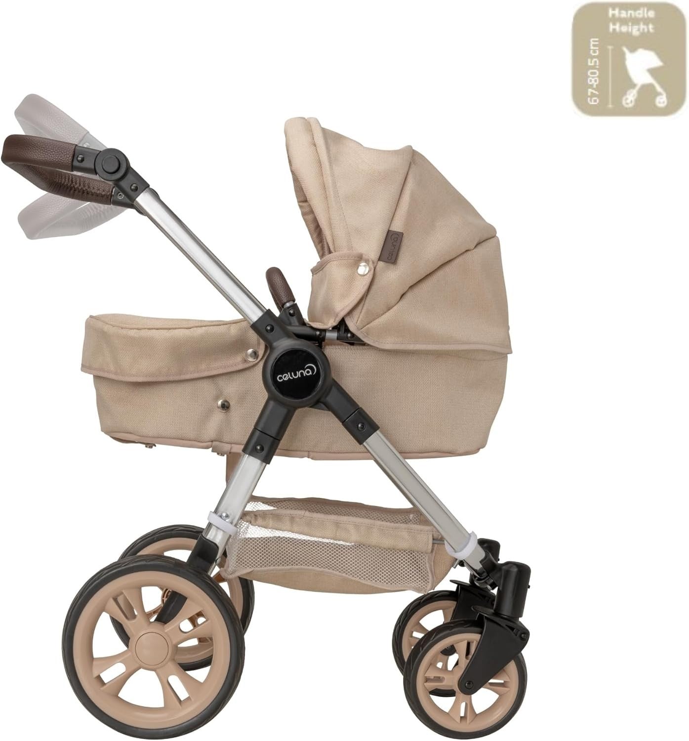 3in1 Dolls Pram Pushchair Bassinet Adjustable Handle Toy Stroller 3+