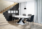 Modern Extendable Dining Table Gloss Finish Space-Saving Rectangular 140–180cm