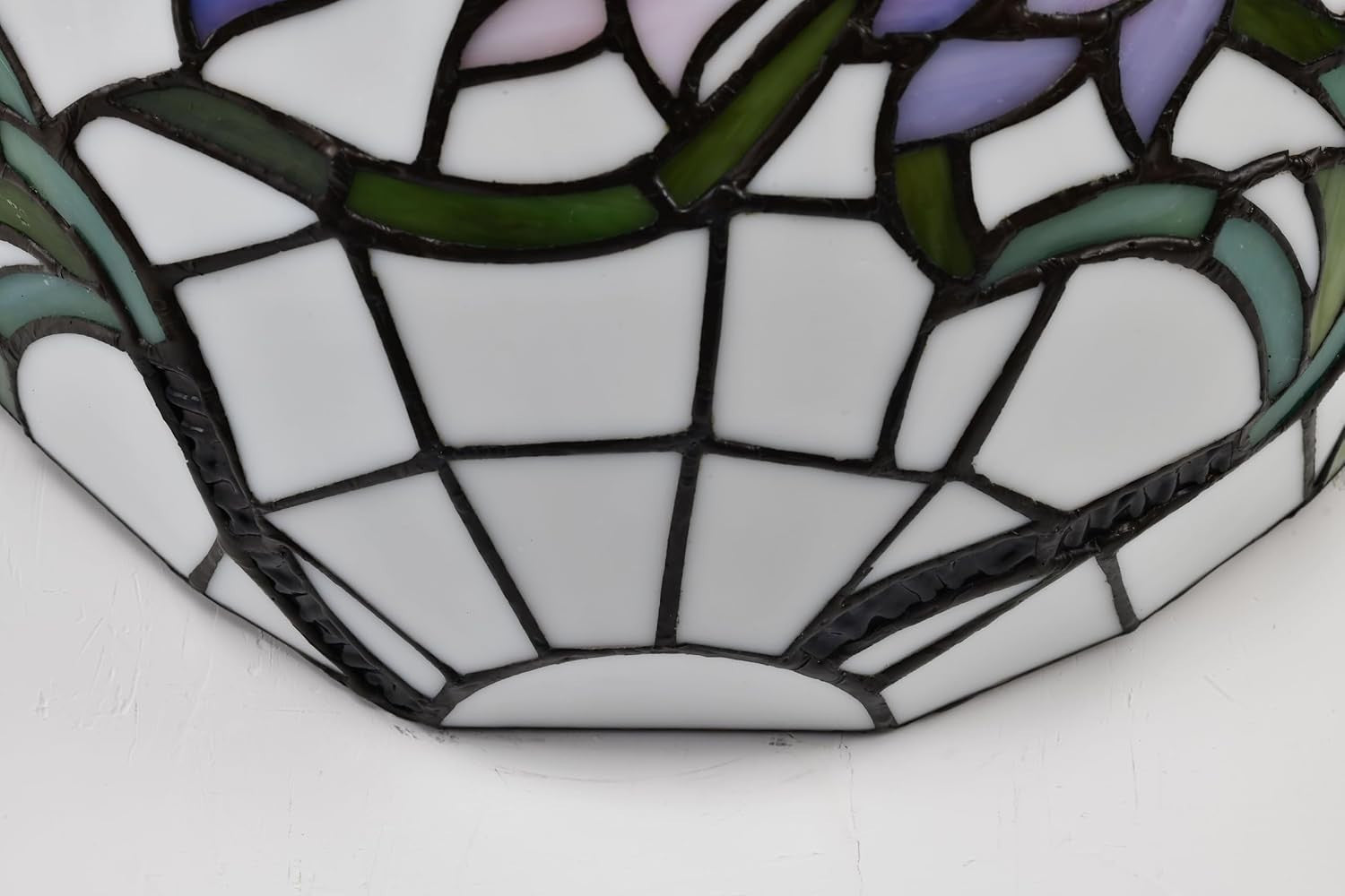 Tiffany Style Stained Glass Wall Light Uplighter 12x7.5” Vintage Sconce