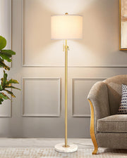 Modern Floor Lamp Dimmable Height Adjustable Linen Shade 3 Colour Standing Light