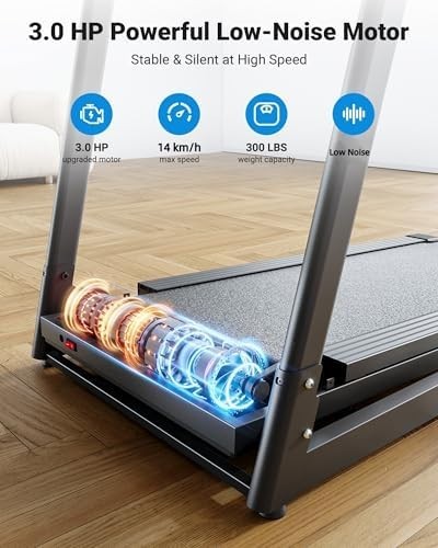 Foldable Incline Treadmill 3HP Motor 300LBS Shock Absorbing 15 Programs