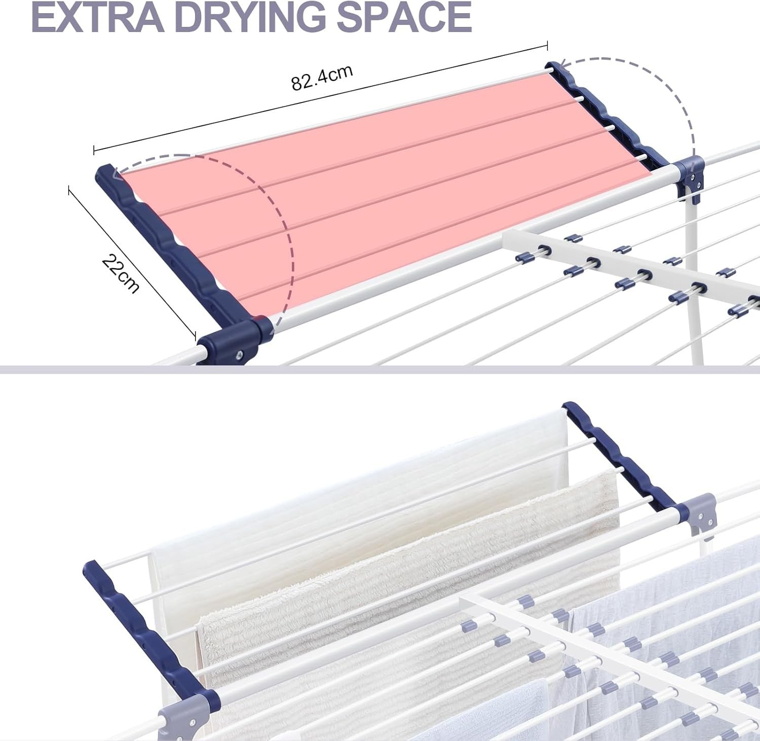 Extendable Clothes Airer Folding Drying Rack Indoor Space Saving Laundry Stand