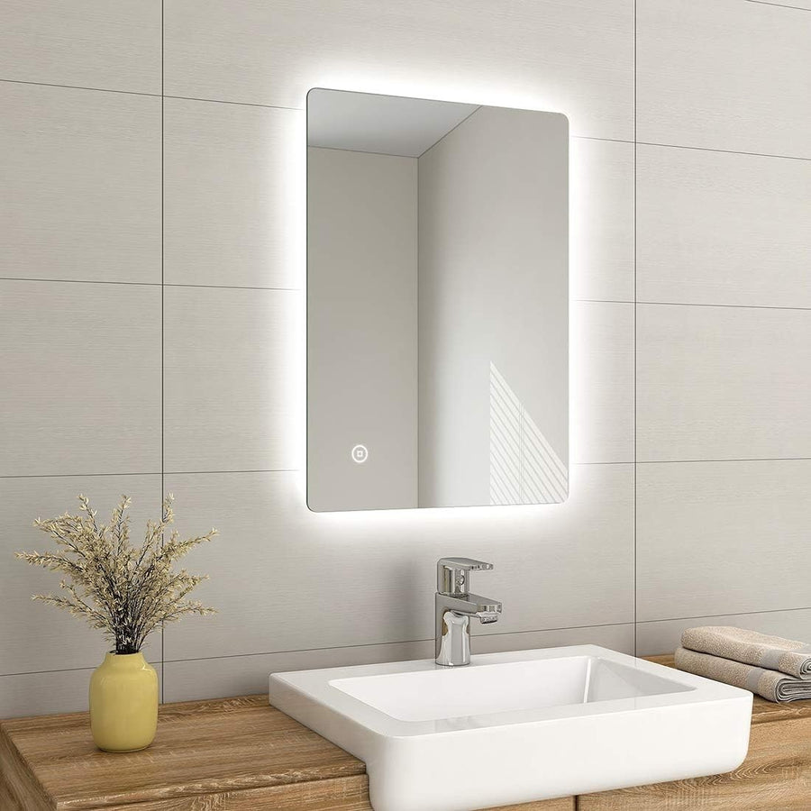 LED Bathroom Mirror 50x70cm Anti-Fog Touch Dimmable Backlit Wall Mount