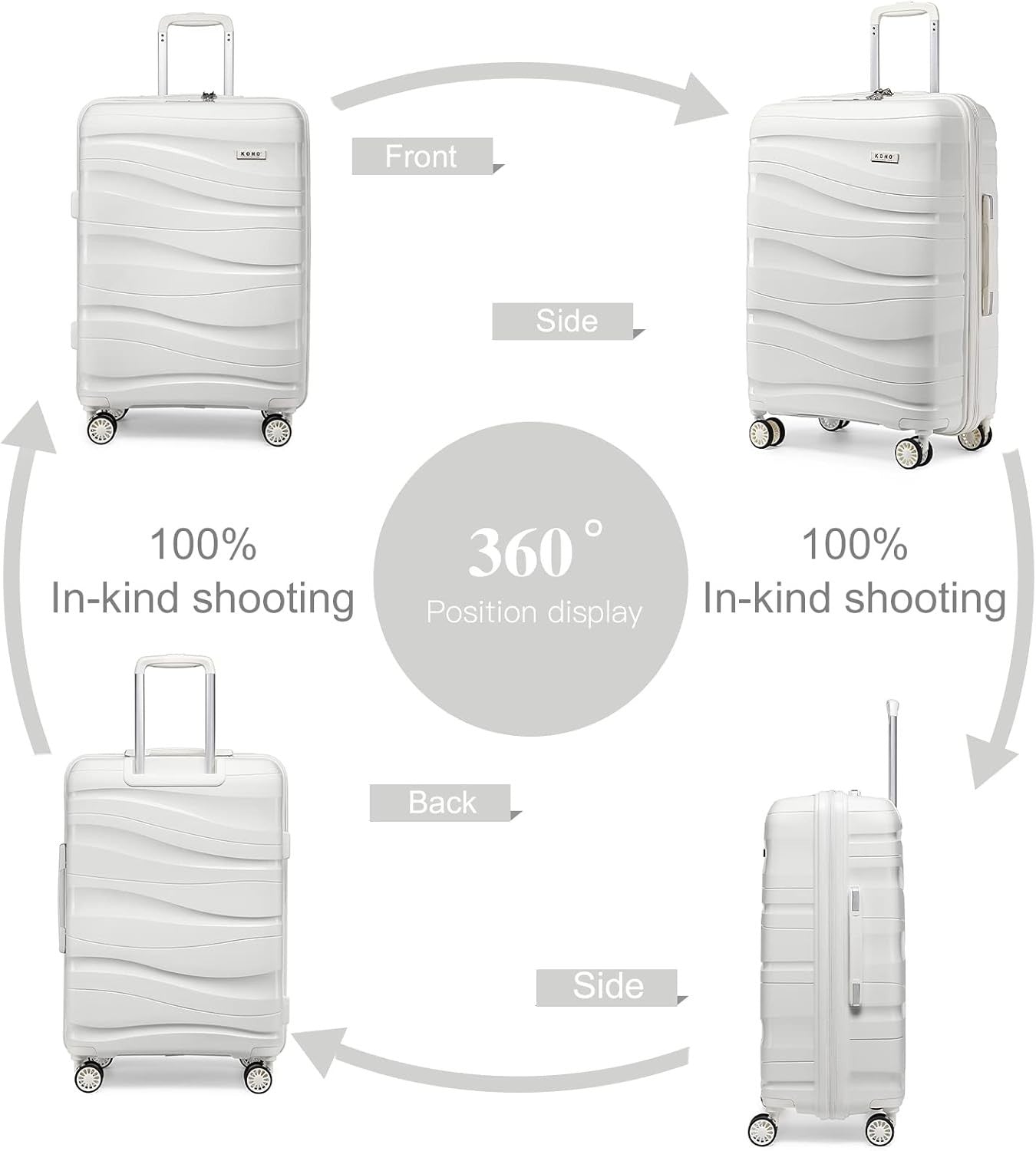 28in Large Hold Luggage Polypropylene Hard Case TSA Lock Silent Spinner