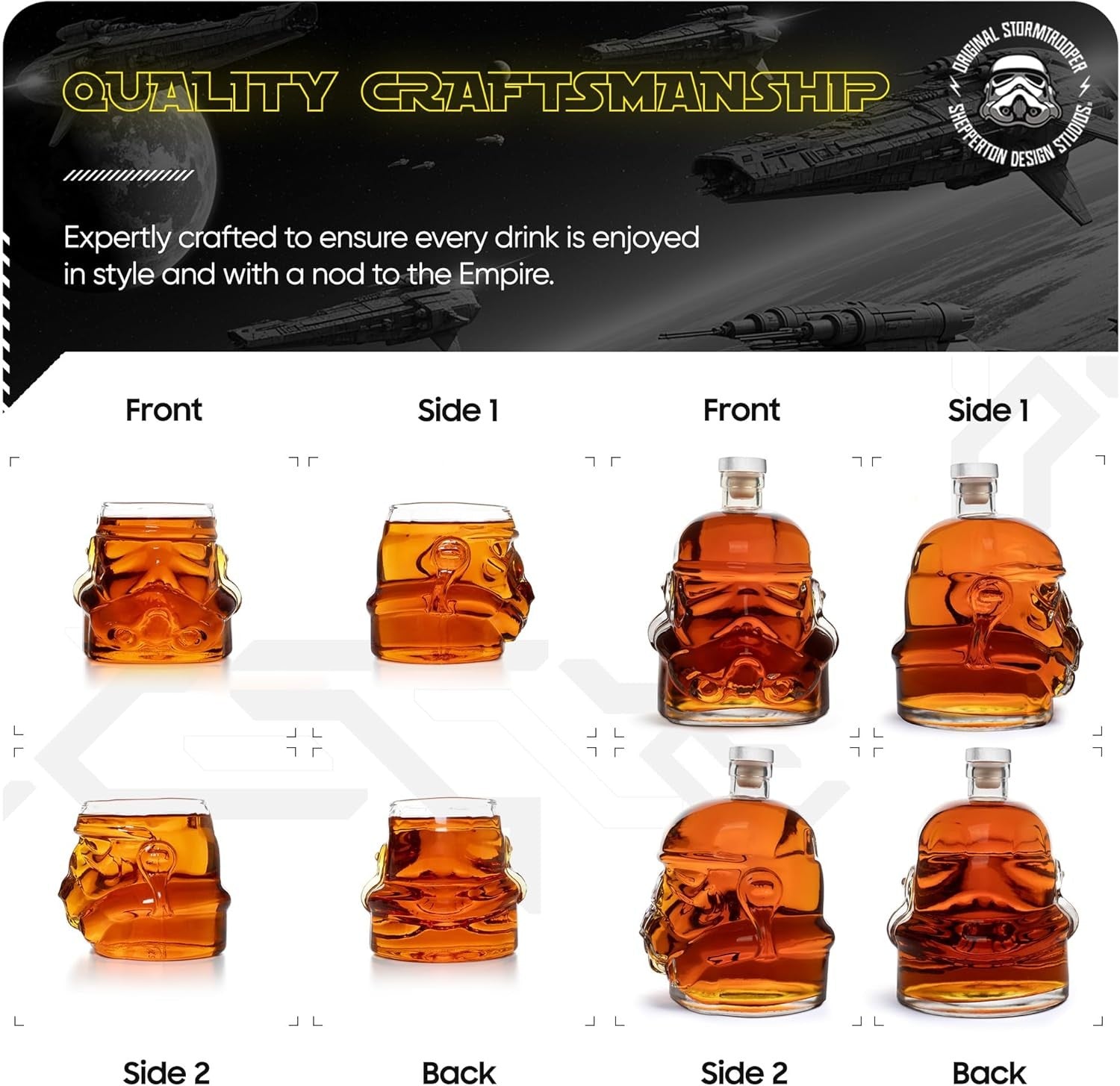 Stormtrooper Whiskey Decanter 750ml + 2 Glasses Set | Unique 3D Helmet Gift