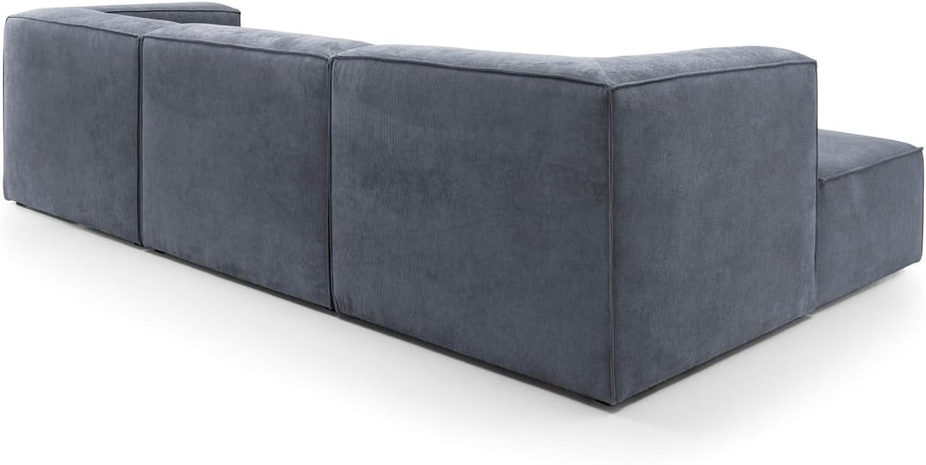 Dark Grey Corner Sofa 4 Seater | L Shape Modular Couch with Soft Chenille