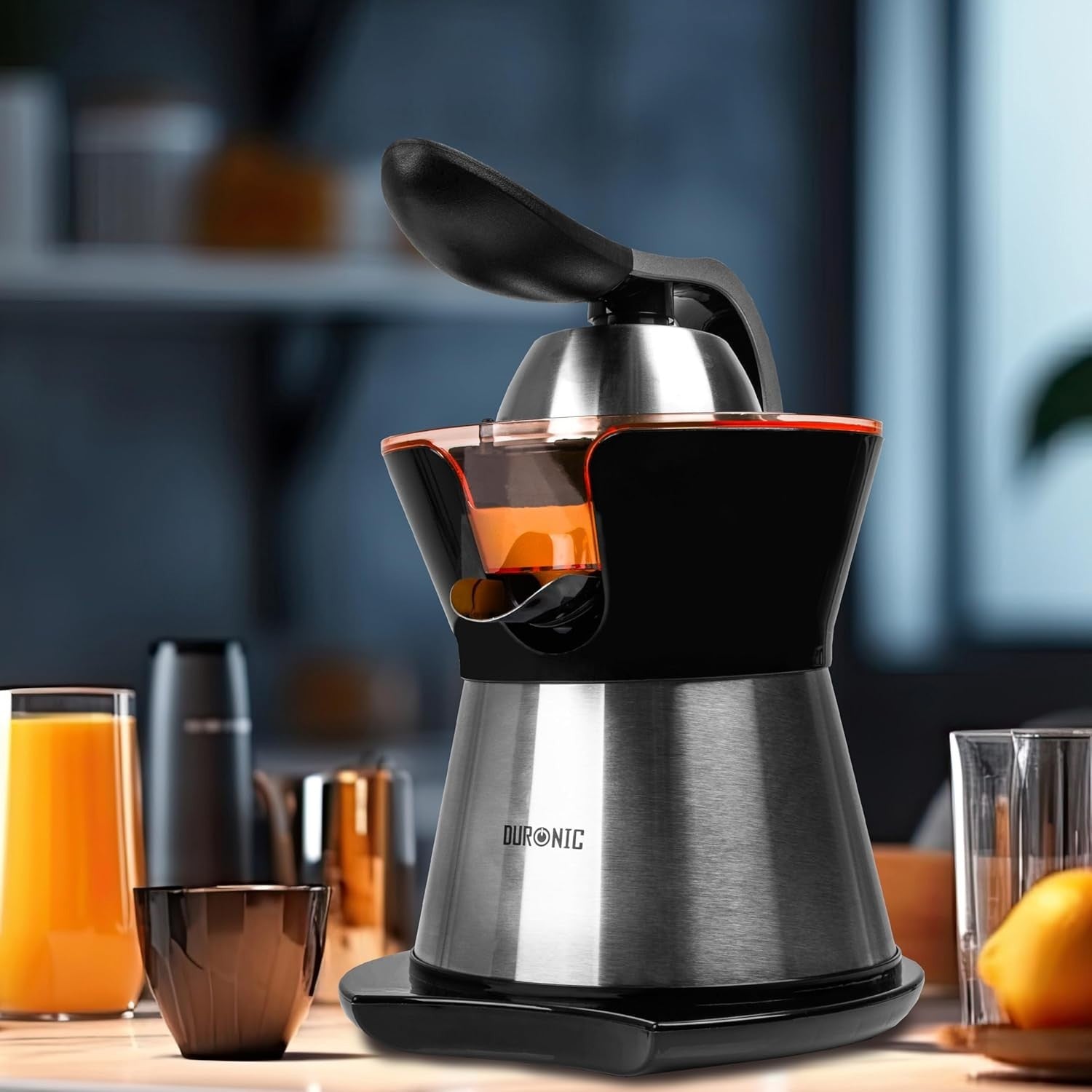 Electric Citrus Juicer 300W Stainless Steel Press 2 Cones Pulp Filter