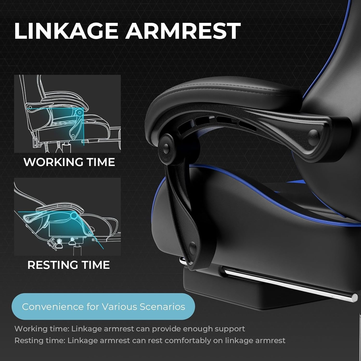 Ergonomic Gaming Chair with Footrest Massage Reclining Blue PC Seat