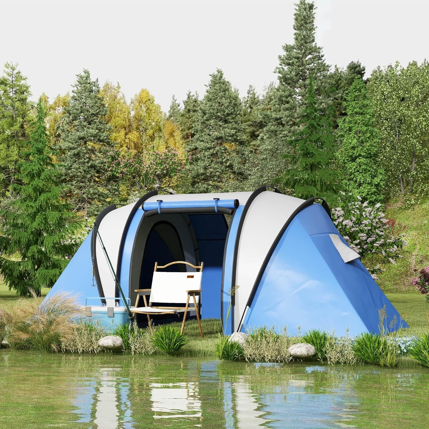 4-5 Person Family Tunnel 3000mm Waterproof 2 Bedroom