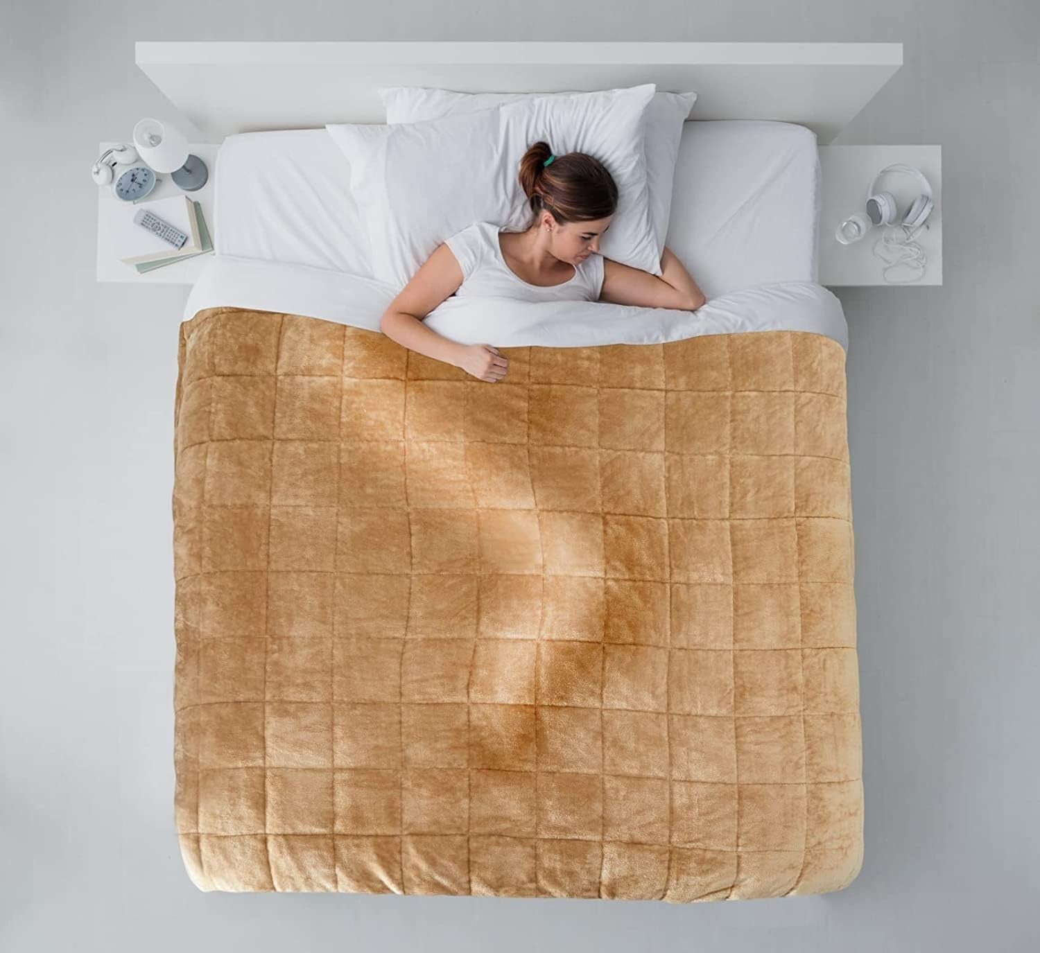 6.88kg Weighted Sherpa Blanket Taupe 60x80" (150x203cm) Soft and Cozy
