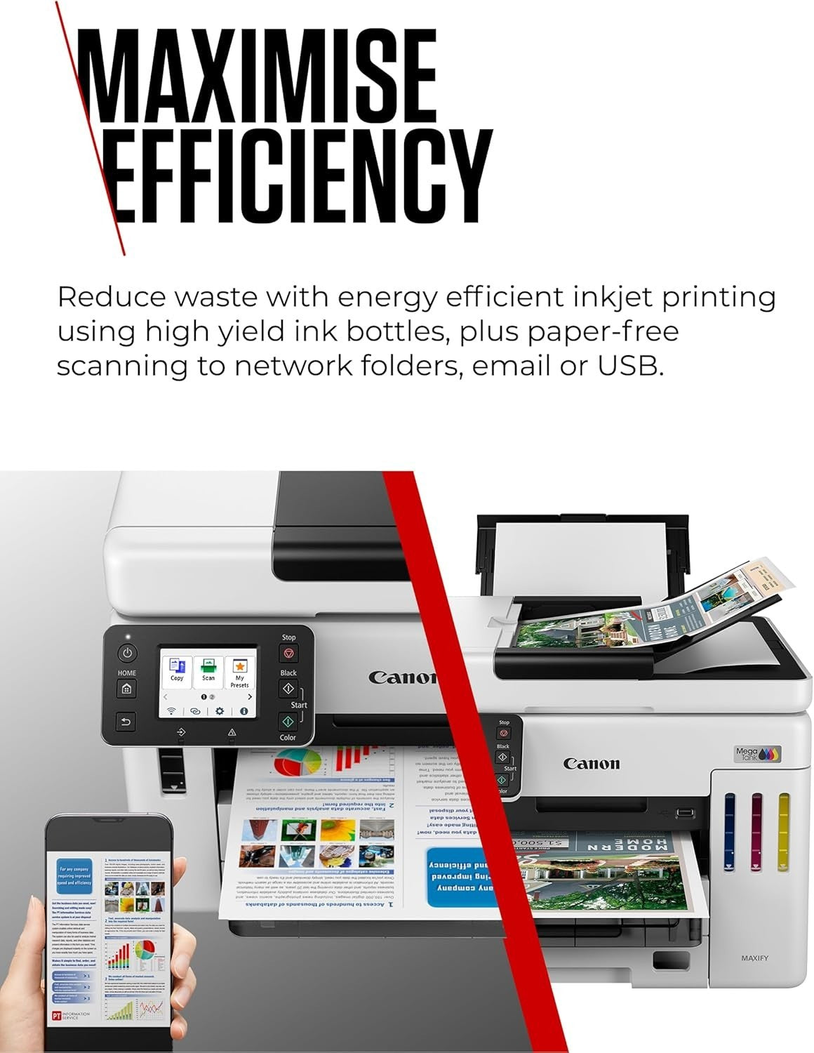 Wireless Colour MegaTank Office Printer Scanner Copier Auto-Duplex White