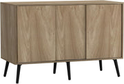 Modern Oak Sideboard Cabinet – 3-Door Storage Unit with Black Legs