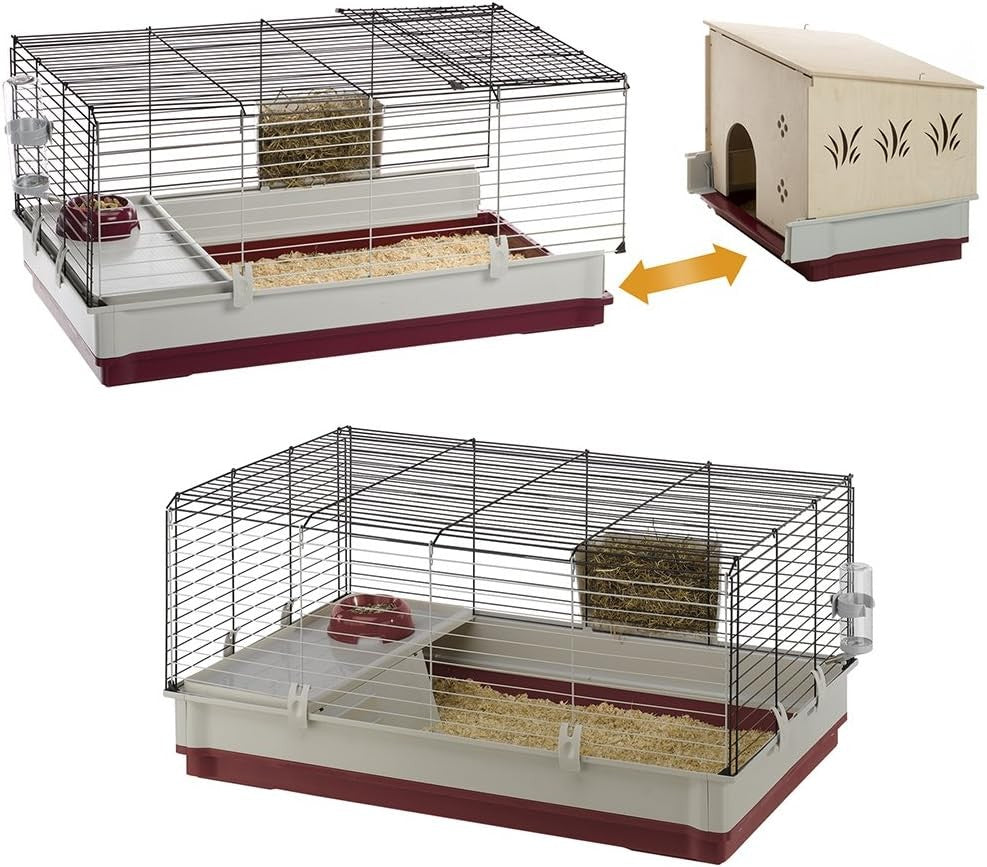 Extra Large Rabbit Cage Indoor with Wooden Hutch Extension Accessories