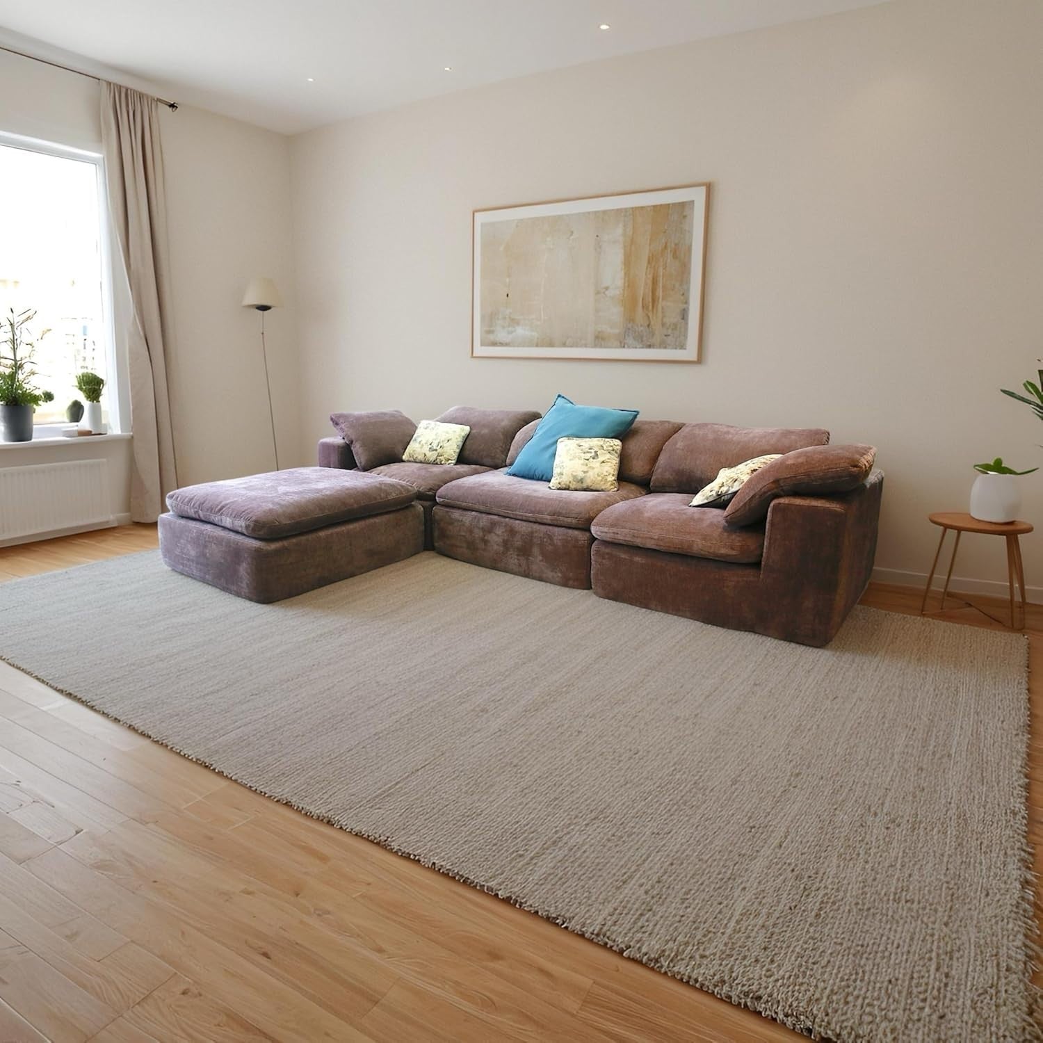 Modern L-Shaped 4-Seater Sectional Sofa with Chaise, Reversible Fabric Couch