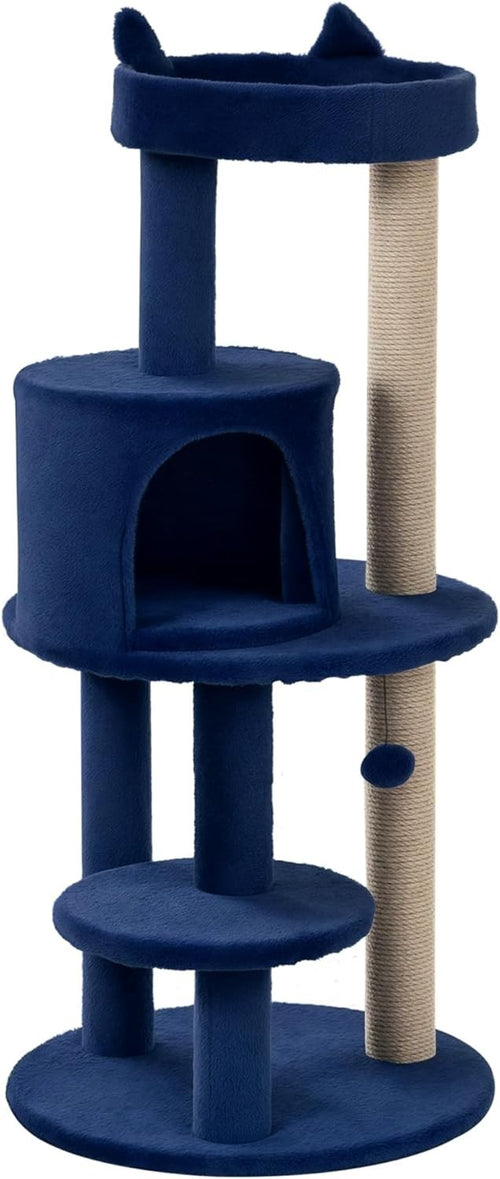 Blue Cat Tree Tower 104cm Condo Scratching Post Plush Perches Hanging Toy
