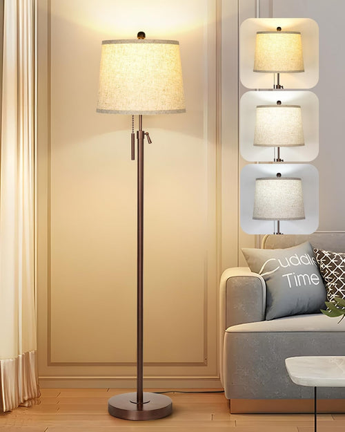 Adjustable Floor Lamp Brown Height Adjustable 3 Colour LED Standing Light
