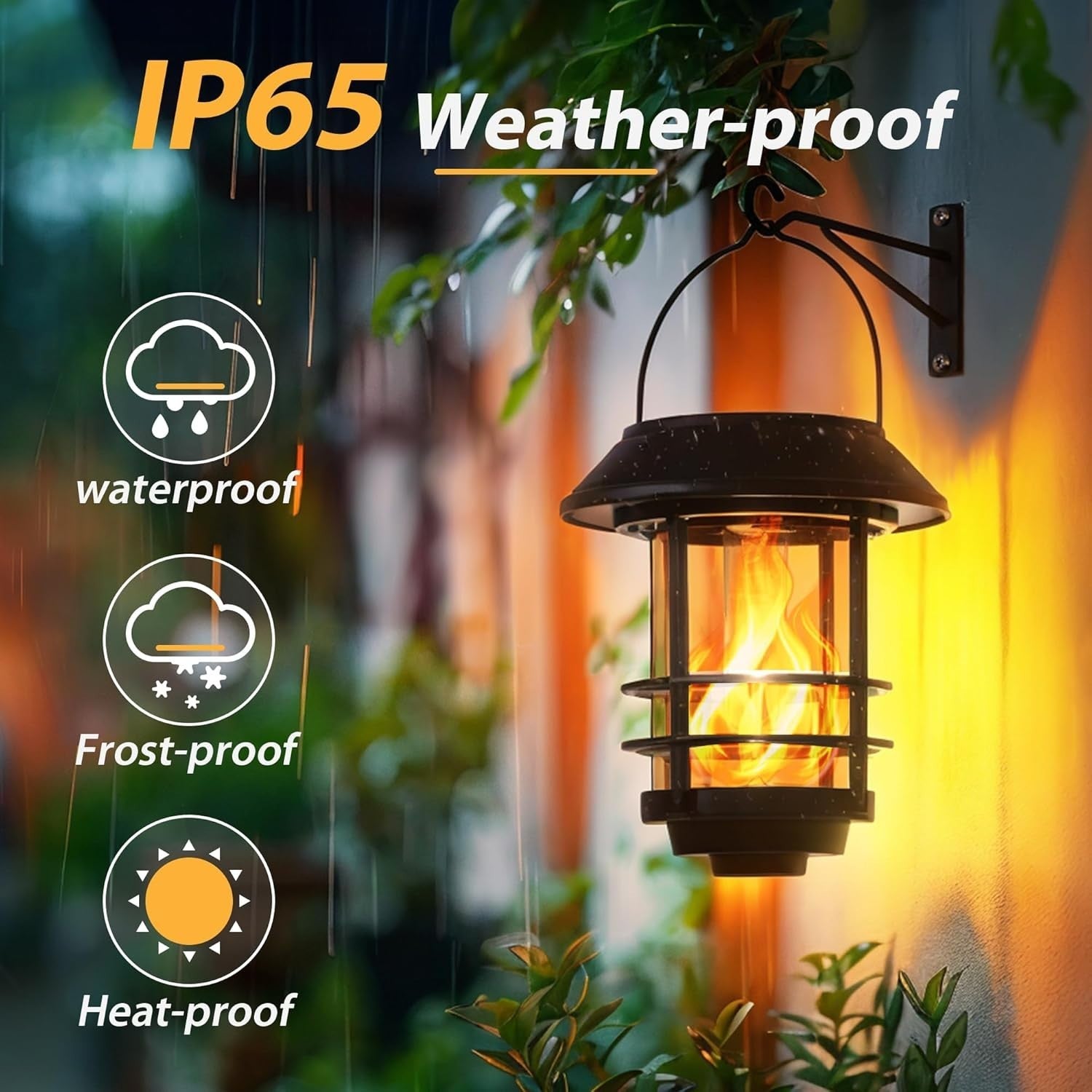 Solar Flickering Flame Lanterns 4 Pack Outdoor IP65
