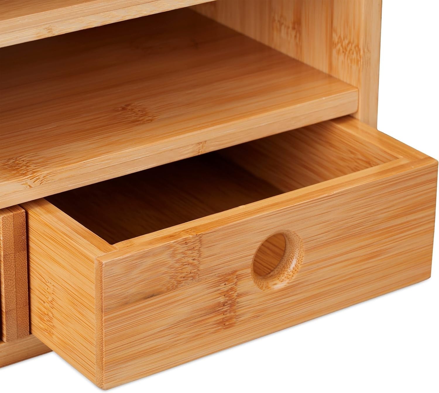 Bamboo Desk Organizer with 2 Drawers & 5 Compartments 33x24x26.5cm