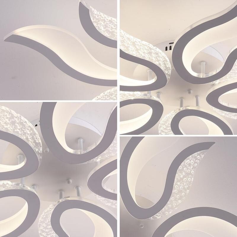 Flame Shape LED Ceiling Light 50W Dimmable Remote 3 Colour Modern Fixture