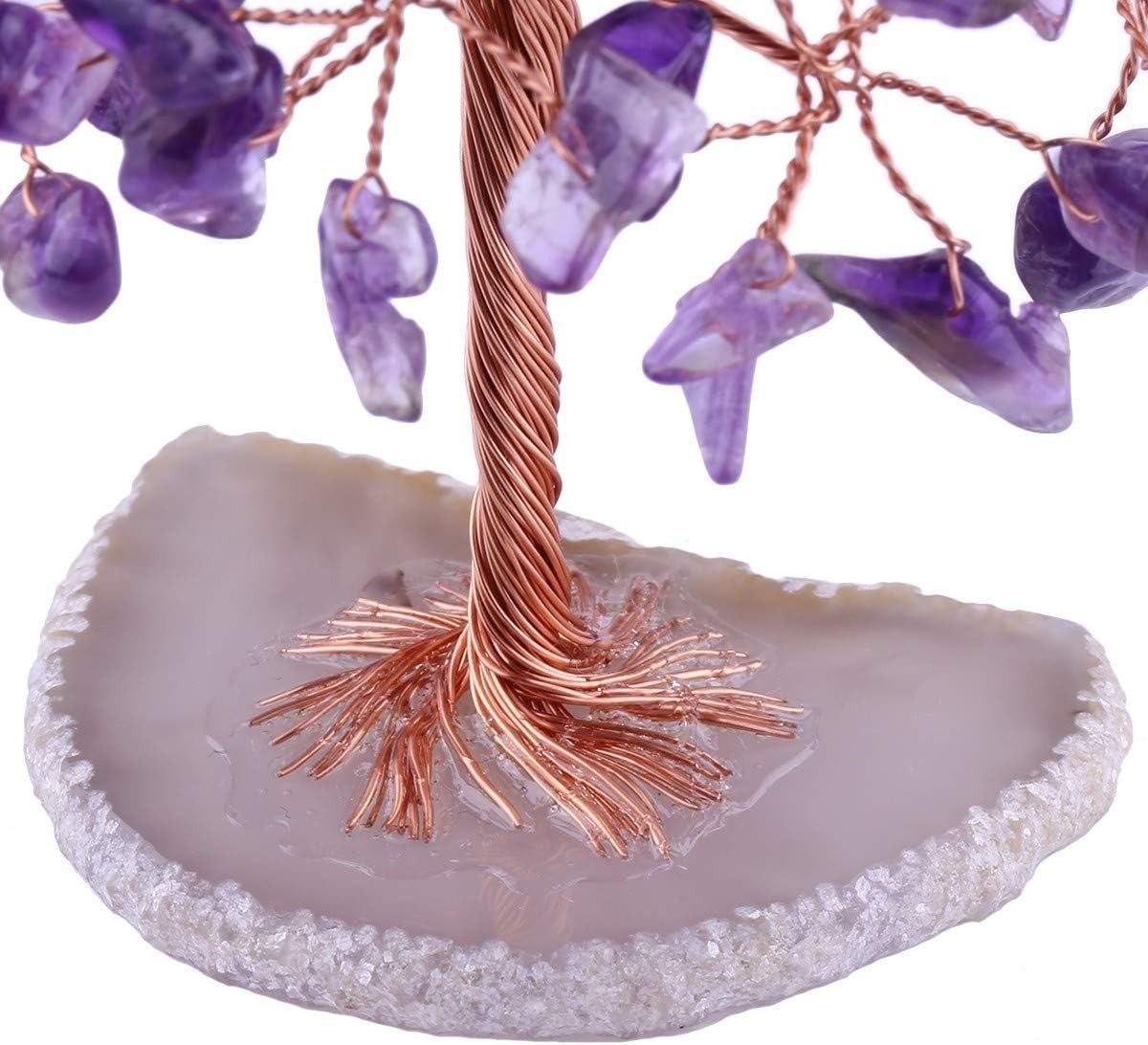 Natural Amethyst Gemstone Money Tree Ornament Healing Crystal Decor Gift