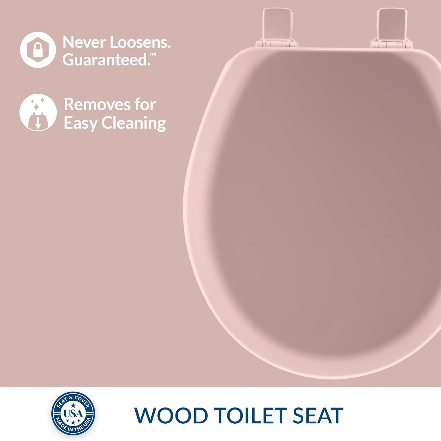 Mayfair Molded Wood Toilet Seat Pink Round Fastening Easy Clean
