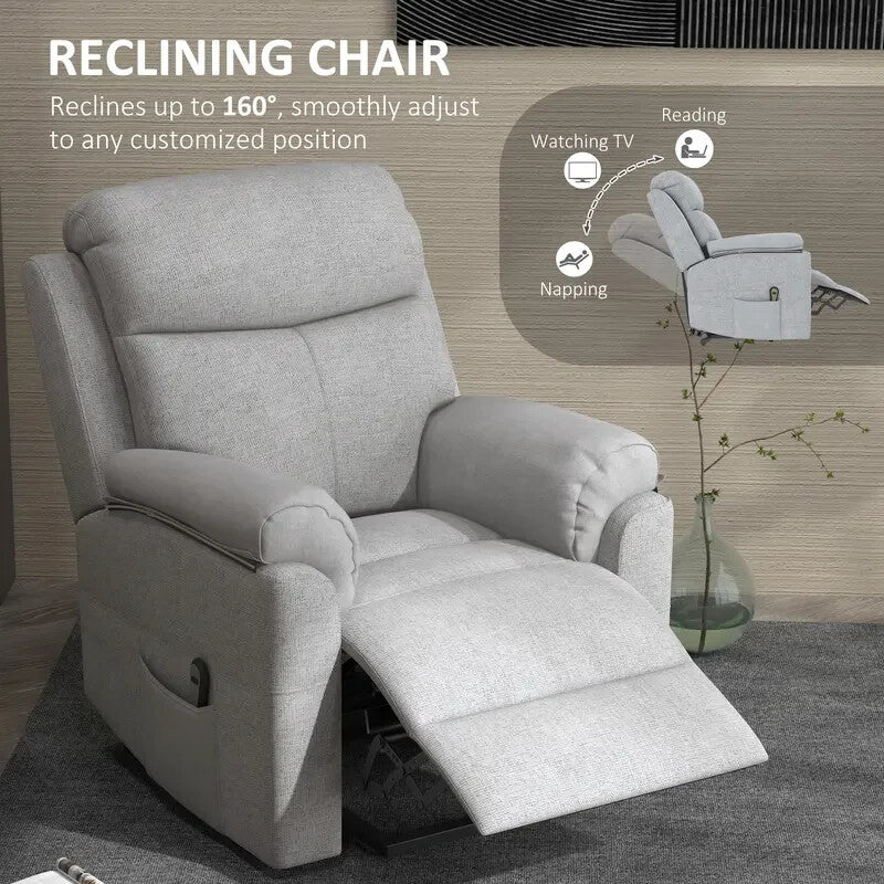 Electric Riser Recliner Chair Massage Lift Armchair Grey for Elderly Lounge