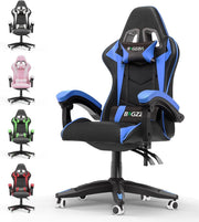Ergonomic Gaming Chair Blue PU Leather Adjustable Office Chair