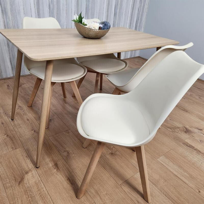 Modern Dining Table Set with 4 Chairs Wood Legs Kitchen Room Cafe