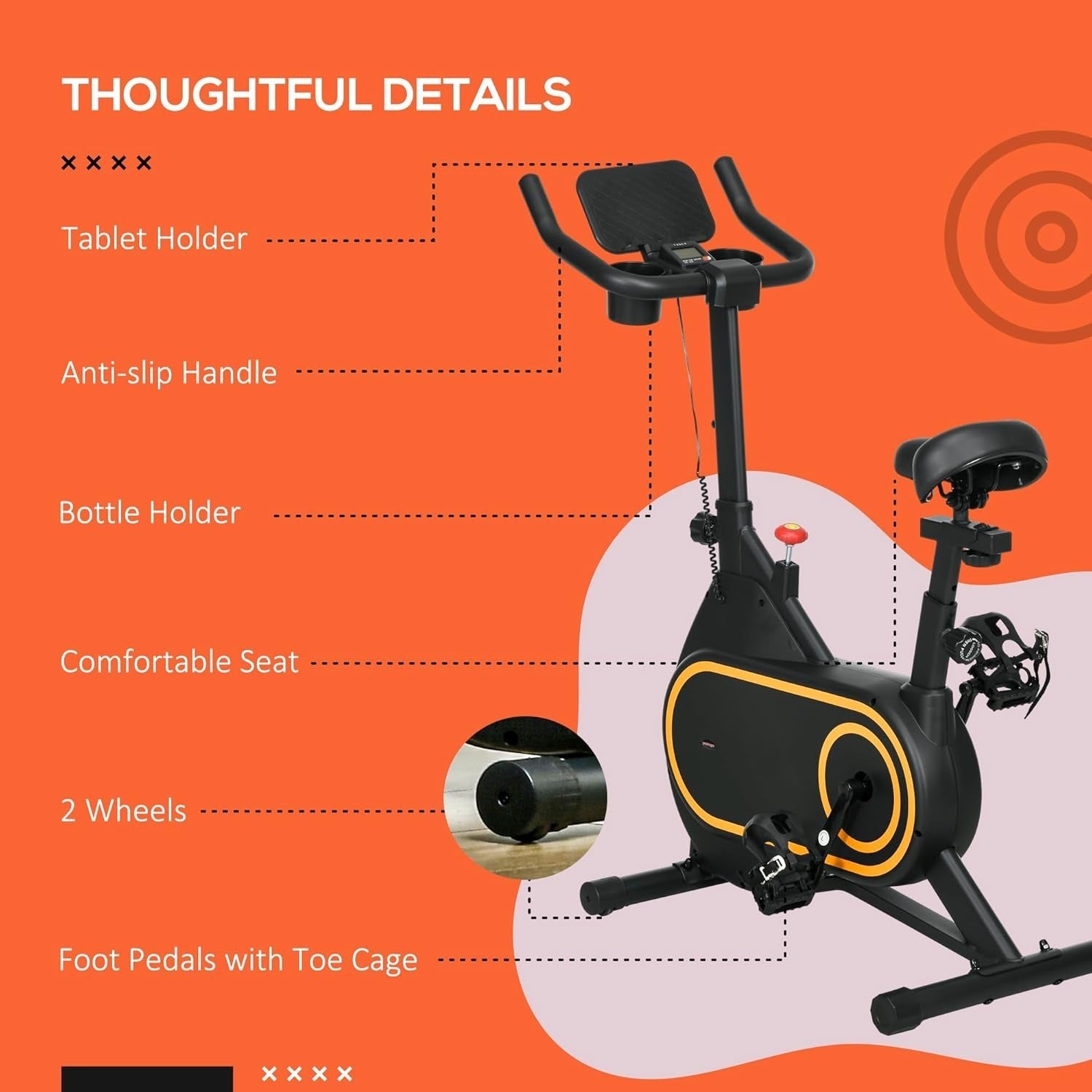 Magnetic Indoor Cycling Bike Silent Belt Drive LCD Adjustable Seat 264lb Max