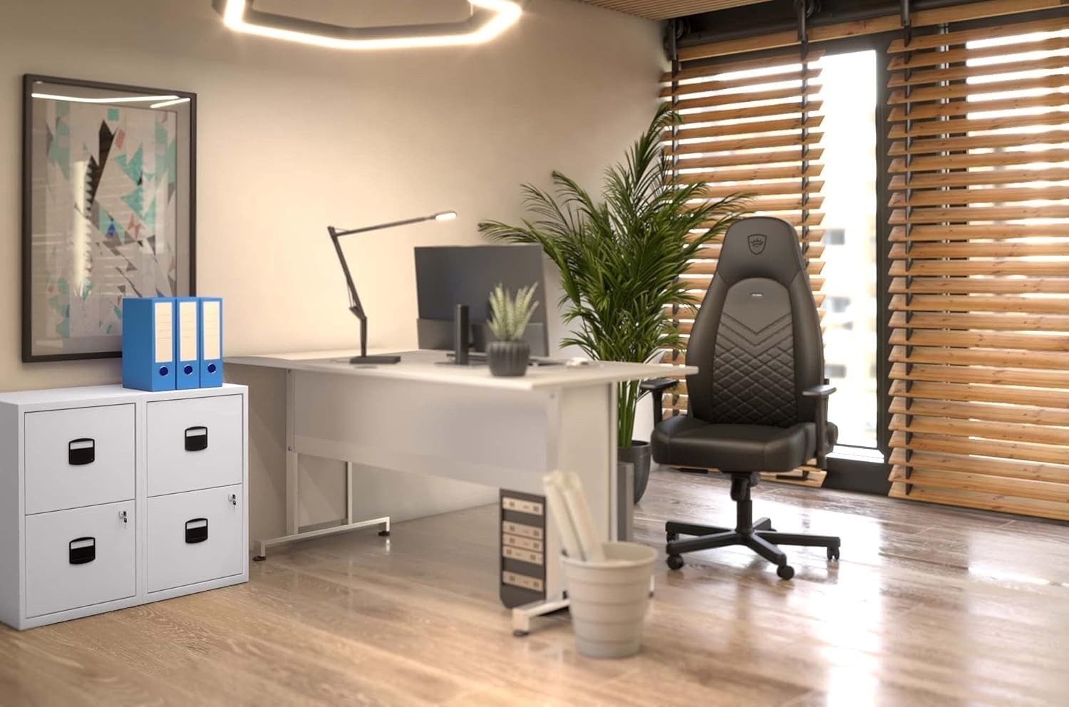 Chalk White Steel Filing Cabinet 2 Drawer Lockable A4 Office