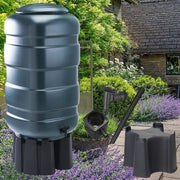 150L Slimline Garden Water Butt Set With Stand Tap and  Filler Kit Green