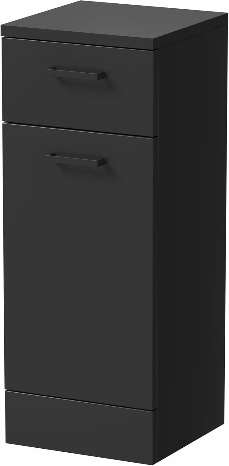 Black Slim Bathroom Laundry Cabinet with Drawer Soft Close Door Storage
