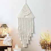 Beige Triangle Macrame Wall Hanging 27" Cotton Tassel Tapestry