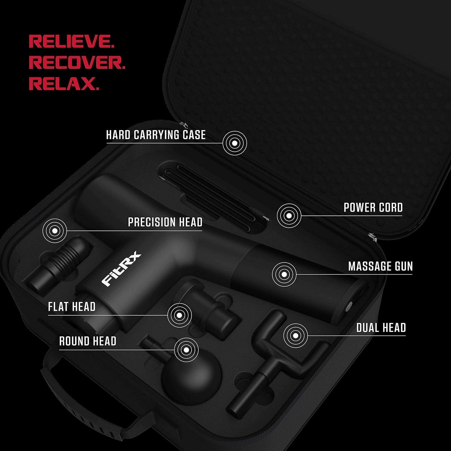 Handheld Massage Gun Deep Tissue Back Pain Relief Quiet Motor Carry Case