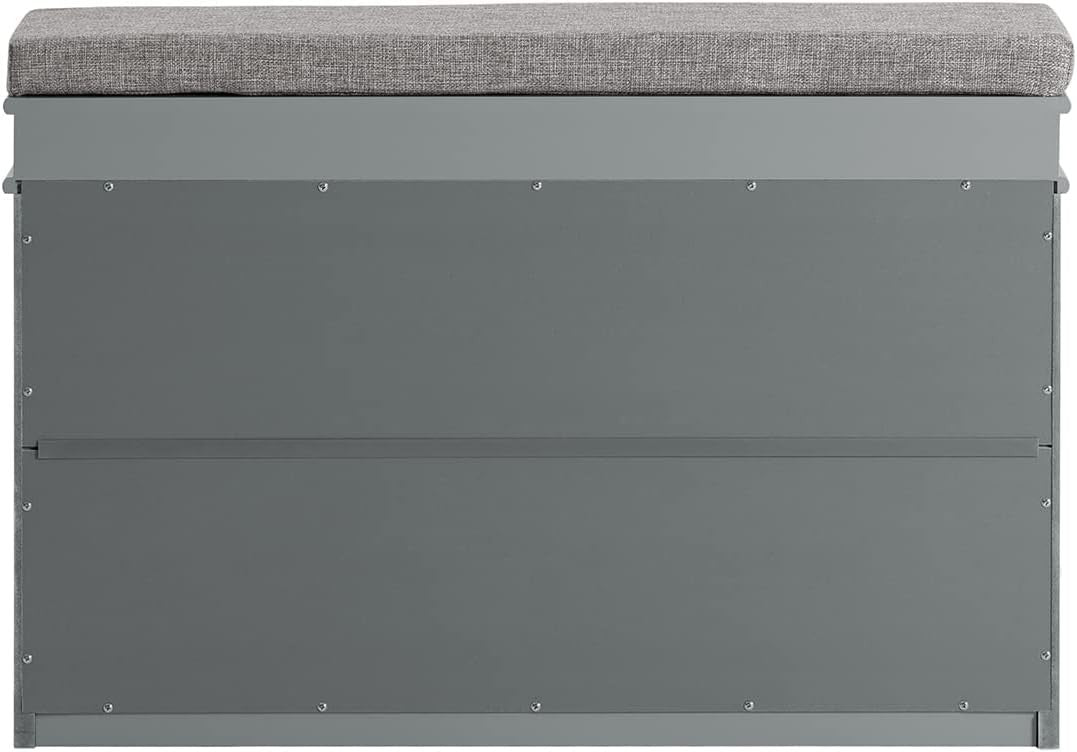 Compact Shoe Storage Bench with Flip Drawer & Cushion, 150kg Load Grey