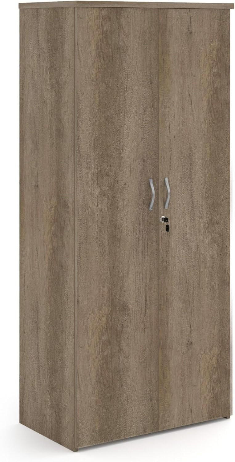 Tall Nebraska Oak Office Cupboard with Lockable Doors & Adjustable Shelves