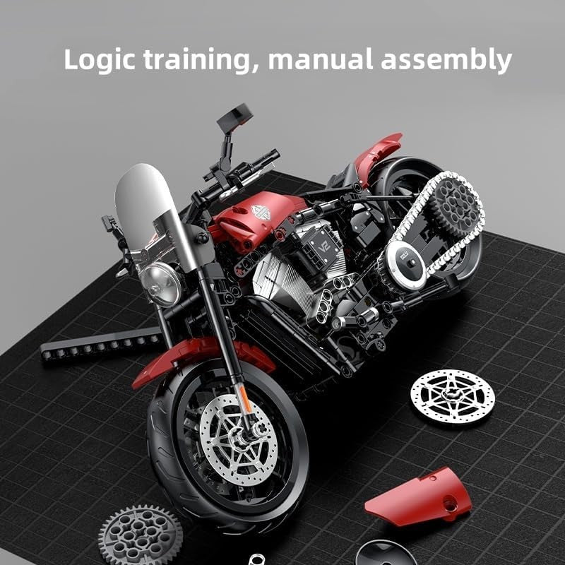 1:8 Scale Motorcycle Building Blocks Toy Kit - 542 PCS, Realistic Model, Educati