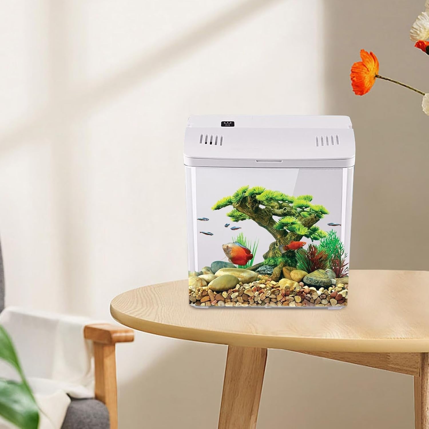 Desktop Betta Fish Tank Aquarium w/ Silent Filter Self Cleaning System