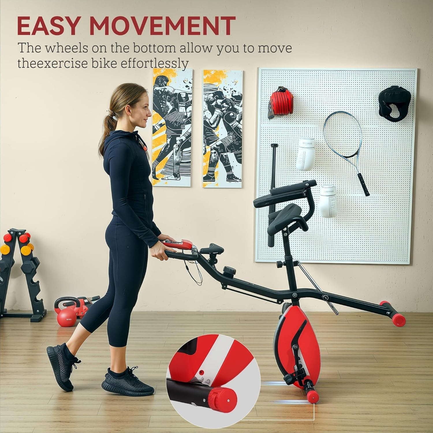 Foldable 5-in-1 Recumbent/Upright Exercise Bike 8-Level Magnetic LCD Bands