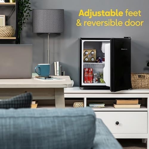 43L Tabletop Mini Fridge Compact Black Small Refrigerator with Ice Box
