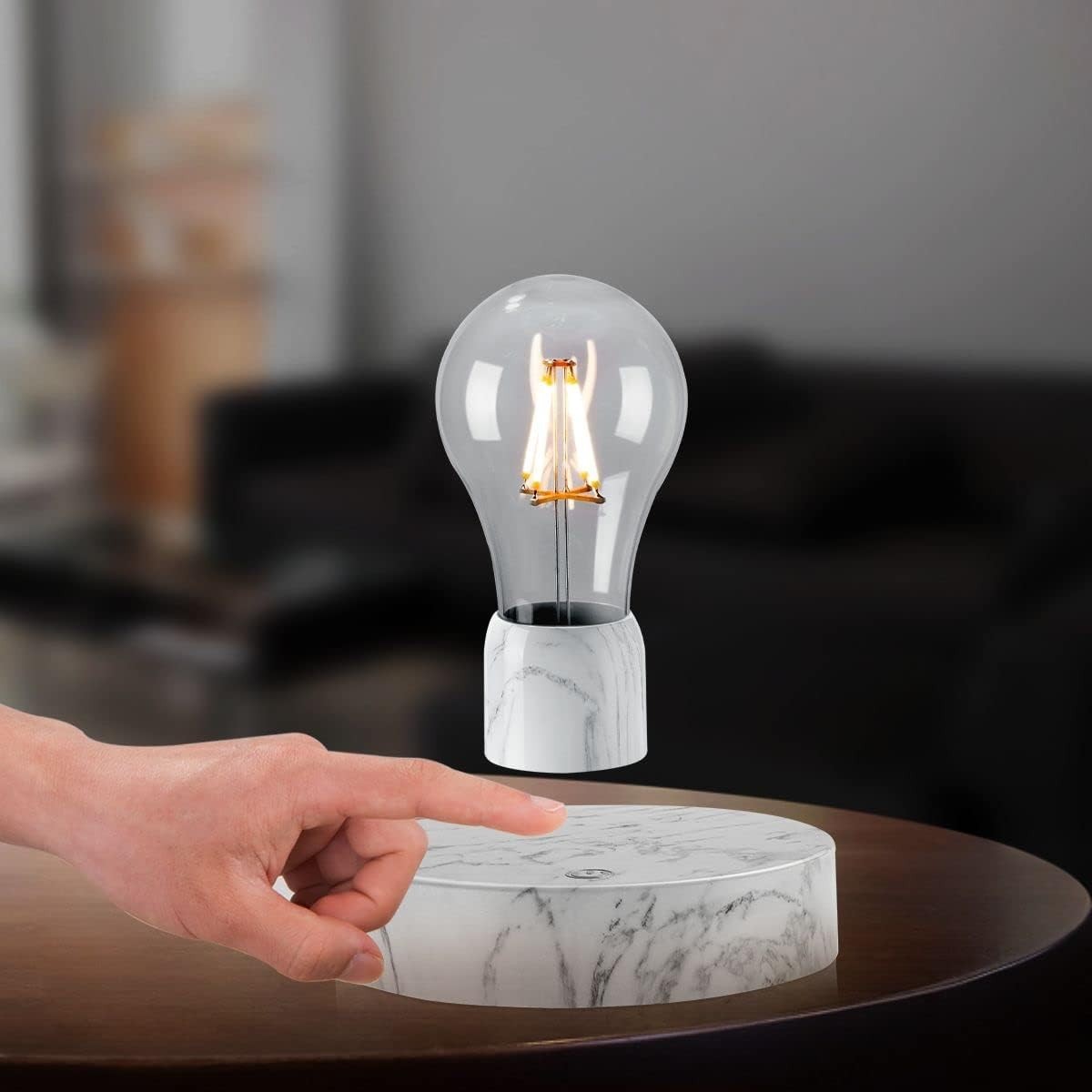 Levitating LED Light Bulb, Floating Magnetic Desk Lamp, 360° Touch Control