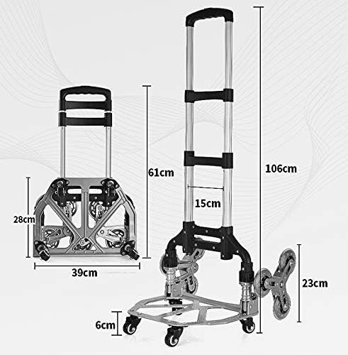 Aluminium Stair Climbing Trolley Folding Cart 10 Wheels Adjustable Handle