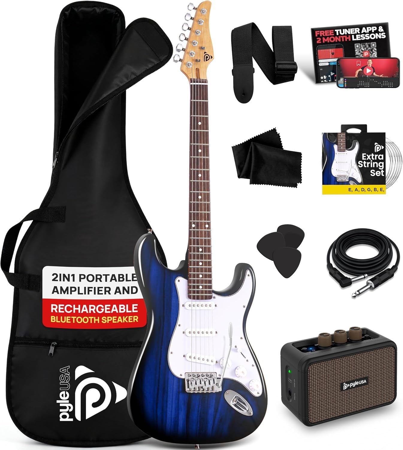 Full Size Electric Guitar Kit 97cm Beginner Set w/ 5W Amp & Bag