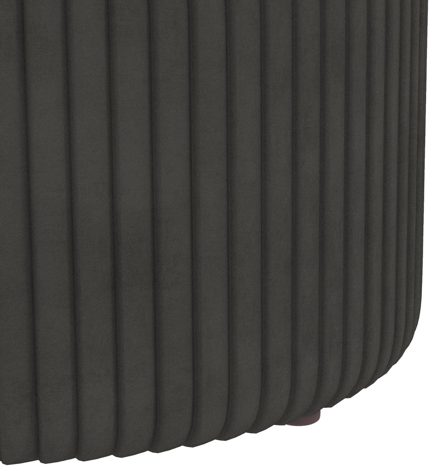 Grey Velvet Round Storage Stool Ottoman Padded Seat Footstool Vanity Chair